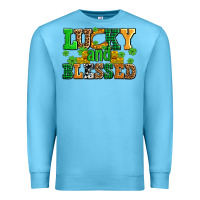 Ocean Blue lucky and blessed with coins and shamrocks Premium Sweatshirt - AdoDesignShop