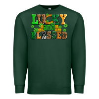 Sports Green lucky and blessed with coins and shamrocks Premium Sweatshirt - AdoDesignShop