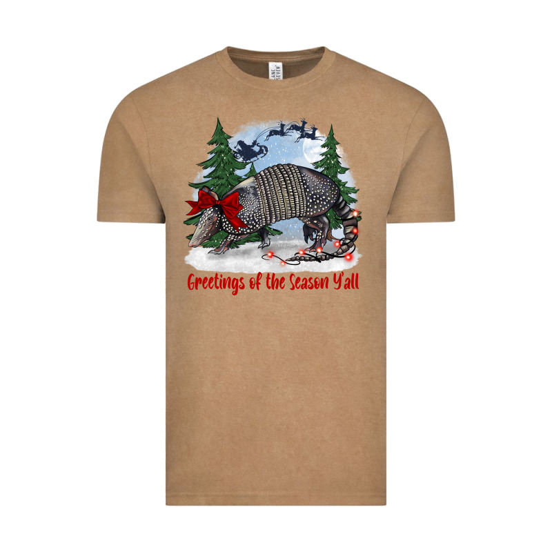 Greetings Of The Season Y'all With Armadillo Vintage Tee by BarkalooDesign | Teevron