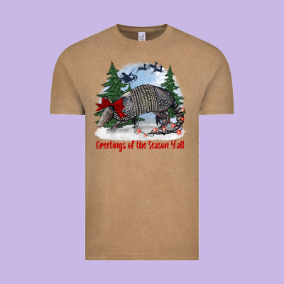 Greetings Of The Season Y'all With Armadillo Vintage Tee Designed By Barkaloodesign