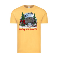 Vintage Mustard greetings of the season y'all with armadillo Vintage Tee - BarkalooDesign