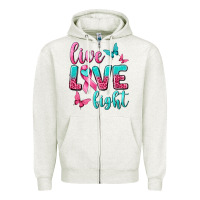 Oatmeal Heather Live Love Fight Breast Cancer Zipper Hoodie - texasbilliewilder