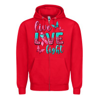 Red Live Love Fight Breast Cancer Zipper Hoodie - texasbilliewilder