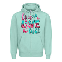 Seafoam Live Love Fight Breast Cancer Zipper Hoodie - texasbilliewilder