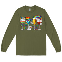 Army Green pride lgbtq wine cups and glasses Long Sleeve Tee - texasbilliewilder