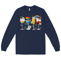 Navy pride lgbtq wine cups and glasses Long Sleeve Tee - texasbilliewilder