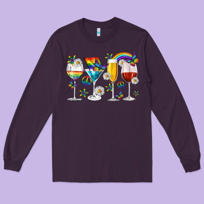 Long Sleeve Tee pride lgbtq wine cups and glasses