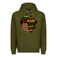 Army Green black woman africa silhouette Premium Hoodie - MaliasSmallBusiness