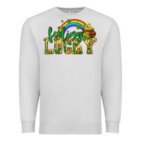 Dove Grey feeling lucky with coins Premium Sweatshirt - AdoDesignShop