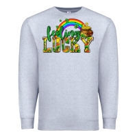 Heather Grey feeling lucky with coins Premium Sweatshirt - AdoDesignShop