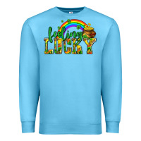 Ocean Blue feeling lucky with coins Premium Sweatshirt - AdoDesignShop