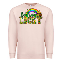 Pale Pink feeling lucky with coins Premium Sweatshirt - AdoDesignShop