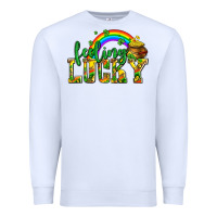 White feeling lucky with coins Premium Sweatshirt - AdoDesignShop
