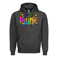Charcoal Heather happy pride Zipper Hoodie - Zillion Design Studio