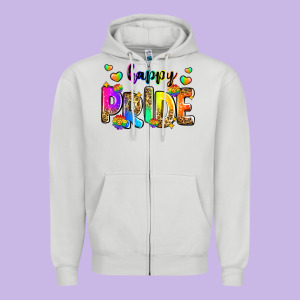 Happy Pride Zipper Hoodie Designed By Zillion Design Studio