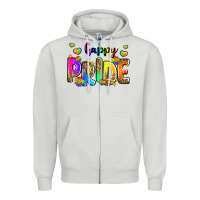 Dove Grey happy pride Zipper Hoodie - Zillion Design Studio