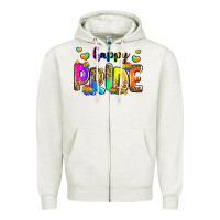 Oatmeal Heather happy pride Zipper Hoodie - Zillion Design Studio