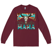 Burgundy wranglin mama Long Sleeve Tee - Zillion Design Studio