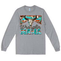 Heather Grey wranglin mama Long Sleeve Tee - Zillion Design Studio
