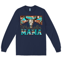 Navy wranglin mama Long Sleeve Tee - Zillion Design Studio