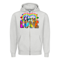 Dove Grey Choose love Zipper Hoodie - Zillion Design Studio