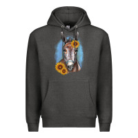 Charcoal Heather Sunflower Donkey Premium Hoodie - RanaPortraitStore