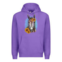 Purple Sunflower Donkey Premium Hoodie - RanaPortraitStore