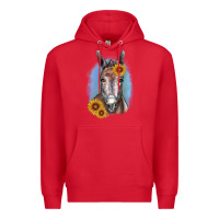 Red Sunflower Donkey Premium Hoodie - RanaPortraitStore
