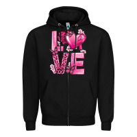 Black Love Cancer with Heart Zipper Hoodie - texasbilliewilder