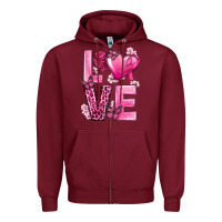 Burgundy Love Cancer with Heart Zipper Hoodie - texasbilliewilder