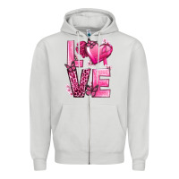 Dove Grey Love Cancer with Heart Zipper Hoodie - texasbilliewilder