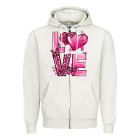 Oatmeal Heather Love Cancer with Heart Zipper Hoodie - texasbilliewilder