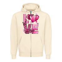 Sandshell Love Cancer with Heart Zipper Hoodie - texasbilliewilder