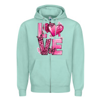 Seafoam Love Cancer with Heart Zipper Hoodie - texasbilliewilder
