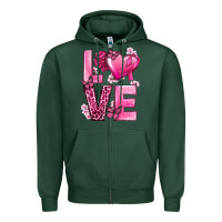 Sports Green Love Cancer with Heart Zipper Hoodie - texasbilliewilder