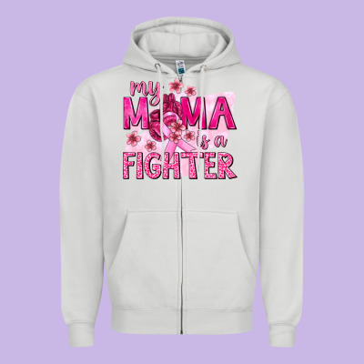 My Mama Is A Fighter With Ribbon Zipper Hoodie Designed By Texasbilliewilder