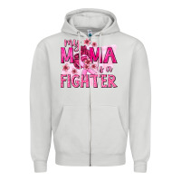 Dove Grey My Mama Is a Fighter with Ribbon Zipper Hoodie - texasbilliewilder