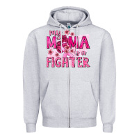 Heather Grey My Mama Is a Fighter with Ribbon Zipper Hoodie - texasbilliewilder