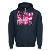 Navy My Mama Is a Fighter with Ribbon Zipper Hoodie - texasbilliewilder