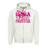 Oatmeal Heather My Mama Is a Fighter with Ribbon Zipper Hoodie - texasbilliewilder