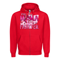 Red My Mama Is a Fighter with Ribbon Zipper Hoodie - texasbilliewilder