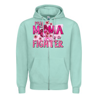 Seafoam My Mama Is a Fighter with Ribbon Zipper Hoodie - texasbilliewilder