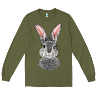 Army Green Bunny Face Long Sleeve Tee - RanaPortraitStore
