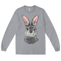 Heather Grey Bunny Face Long Sleeve Tee - RanaPortraitStore