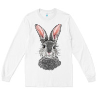 White Bunny Face Long Sleeve Tee - RanaPortraitStore