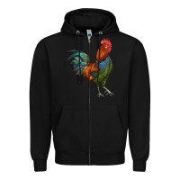 Black rooster Zipper Hoodie - RanaPortraitStore