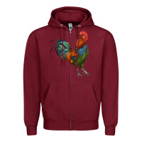 Burgundy rooster Zipper Hoodie - RanaPortraitStore