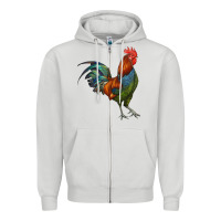 Dove Grey rooster Zipper Hoodie - RanaPortraitStore