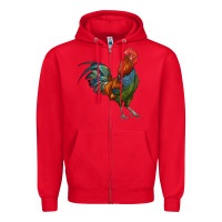 Red rooster Zipper Hoodie - RanaPortraitStore