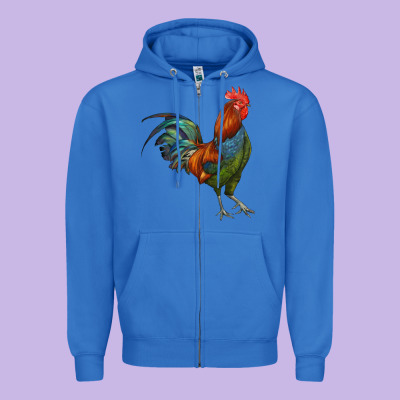 Rooster Zipper Hoodie Designed By Ranaportraitstore